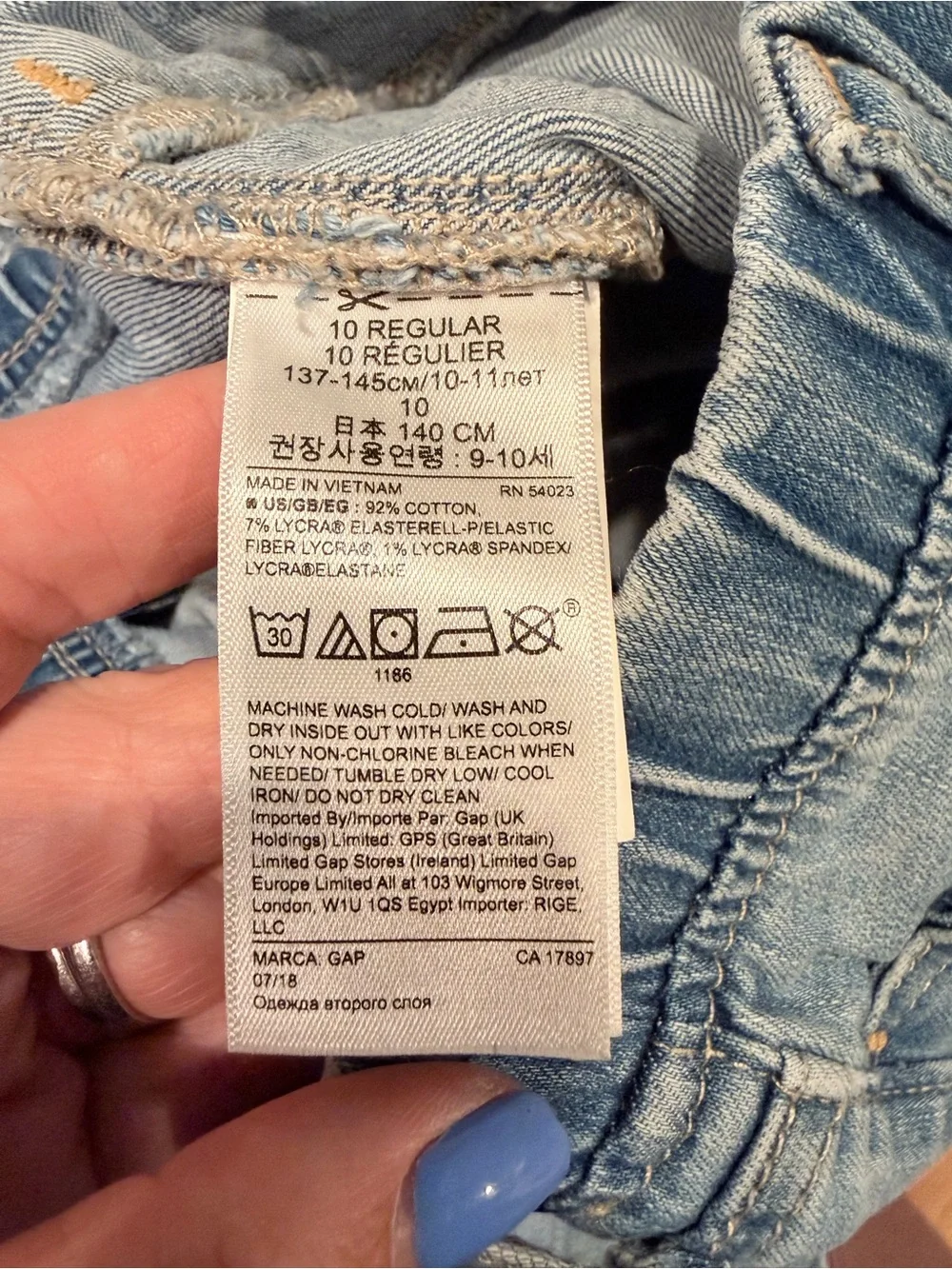 GAP Light Blue Distressed Stretch Jeggings Kids Jeans